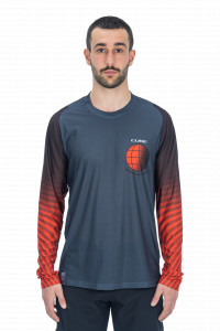 TRICOU CICLISM CUBE VERTEX ROUND NECK JERSEY L/S GREY RED L - Img 2