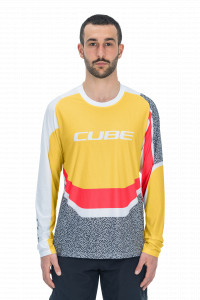 TRICOU CICLISM CUBE VERTEX ROUND NECK JERSEY L/S YELLOW PINK L - Img 2