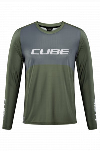 TRICOU CICLISM CUBE VERTEX ROUND NECK JERSEY TM L/S OLIVE GREY M