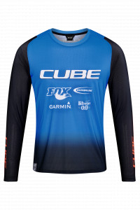 TRICOU CICLISM CUBE VERTEX ROUND NECK JERSEY X ACTIONTEAM L/S BLACK BLUE L