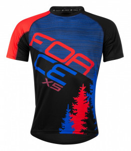 Tricou ciclism Force MTB X5, albastru/rosu, XS