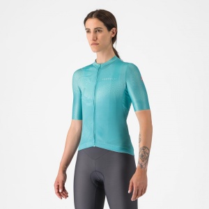 Tricou cu maneca scurta Castelli Fantasia, pentru femei, albastru piscina, XS