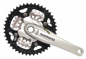 ANGRENAJ PEDALIER SHIMANO DEORE FC-M521-S 44X32X22T BRAT 170MM PT. 9 VIT. PE SPATE OCTALINK & HOLLOWTECH COMPATIBIL CHAINCASE PT. CHAINLINE 50MM FARA CG ARGINTIU VRAC