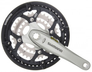 ANGRENAJ PEDALIER SHIMANO FC-M521-S 44X32X22T BRAT 170MM PT. 9 VIT. PE SPATE HOLLOWTECH OCTALINK CU CG COMPATIBIL CHAINCASE ARGINTIU AMBALAT IND.