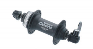 BUTUC FATA SHIMANO DEORE HB-M535 36H OLD 100MM AX 108MM QR 133MM NEGRU PT. ROTOR CENTER LOCK INCL. PROTECTIE PT. MONTURA DISCULUI NEGRU AMBALAT IND.