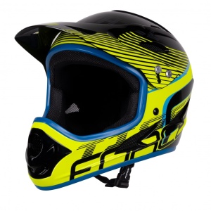 Casca Force Tiger Downhill Black/Fluo/Blue L-XL (59-61 cm)