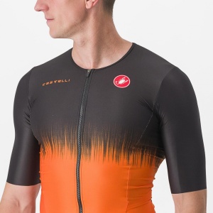 Costum de triatlon cu maneca scurta Castelli Sanremo Ultra, Negru/Portocaliu, XL - Img 5