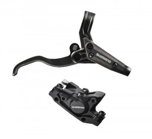 FRANA PE DISC SET ASAMBLAT SHIMANO BL-M445L(L) BR-M446L(R) FARA ADAPTOR PLACUTE RESIN FURTUN SM-BH59 1700MM NEGRU INCL. OLIVA SI INSERTIE CONECTARE NEGRU AMBALAT IND.