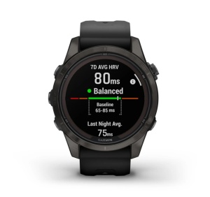 GARMIN Fenix 7S PRO 42mm - Sapphire Solar, Titan DLC Carbon Grey, curea neagră - Img 6