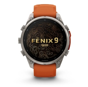 Garmin Fenix 9 Pro - inReach, 47mm Titan cu curea din silicon Autumn Orange/Spark Orange - Img 3