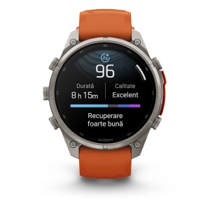 Garmin Fenix 9 Pro - inReach, 47mm Titan cu curea din silicon Autumn Orange/Spark Orange - Img 11