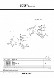 LEVIER MANETA SHIMANO BL-M975
