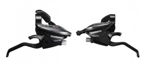 MANETA SCHIMBATOR/FRANA SHIMANO ST-EF510-2A 7X3 VIT. 2 DEGETE PT. FRANA V-BRAKE CABLURI SCHIMBATOR/FRANA STANDARD NEGRU NEGRU AMBALAT IND.