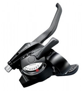 MANETA SCHIMBATOR/FRANA SHIMANO TOURNEY ST-EF40-8R(LL)2S DREAPTA 8 VIT. 2 DEGETE PT. FRANA V-BRAKE CABLU DE SCHIMBATOR 2050MM SHIMANO LOGO NEGRU VRAC
