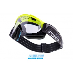Ochelari Force GRIME negru-fluo lentile transparente + 10 tear offs