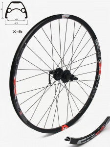 Roata spate CROSSER X6 32H 27.5" Caseta, QR - Frana disc (6 suruburi) cu butuc SHIMANO M475 | capsata