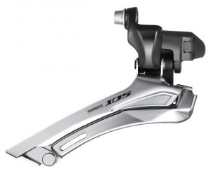 SCHIMBATOR FATA SHIMANO 105 FD-5700-L DUBLU PT. 10 VIT. PE SPATE COLIER 31.8MM (INCL. ADAPTOR 28.6MM NEGRU AMBALAT IND.