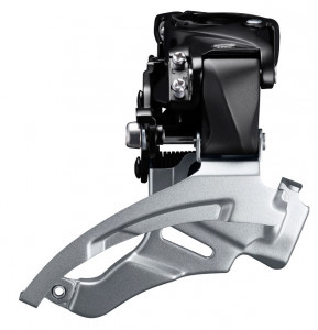 SCHIMBATOR FATA SHIMANO ALTUS FD-M2000 TRIPLU PT. 9 VIT. PE SPATE DOWN SWING TRAGERE DUBLA COLIER 34.9MM (INCL. ADAPTOR 31.8MM & 28.6MM) PT. PINION MARE 40T UNGHI CS 63-66 CHAINLINE 50MM AMBALAT IND.