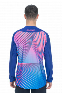 TRICOU CICLISM CUBE VERTEX ROUND NECK JERSEY L/S BLUE PINK S - Img 3