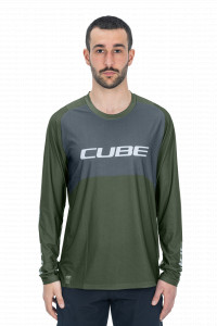 TRICOU CICLISM CUBE VERTEX ROUND NECK JERSEY TM L/S OLIVE GREY L - Img 2
