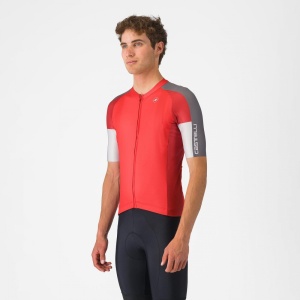 Tricou cu maneca scurta Castelli Entrata 6, pentru barbati, rosu/gri fumuriu-gri argintiu, S