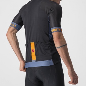 Tricou cu maneca scurta Castelli Entrata VI, Negru/Bleumarin/Portocaliu, XL - Img 5