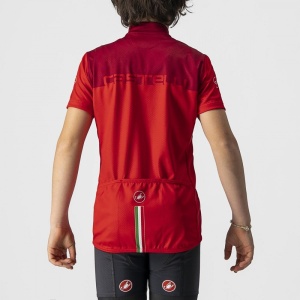 Tricou cu maneca scurta Castelli Neo Prologo pentru copii Rosu/Visiniu 6A