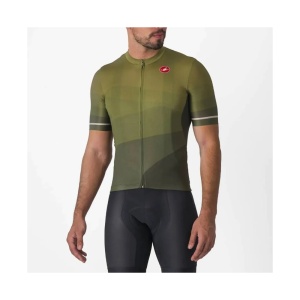 Tricou cu maneca scurta Castelli Orizzonte, Verde/Argintiu, XL