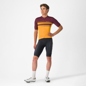 Tricou cu maneca scurta Castelli Simbolo, pentru barbati, portocaliu aprins/visiniu inchis, M - Img 3
