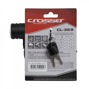Antifurt Cablu CROSSER CL-369 cu suport 10mm/180cm - Black - Img 2