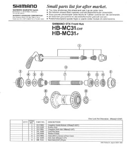 CONE SHIMANO HB-MC31 M10X22MM & GARNITURA PT. PRAF