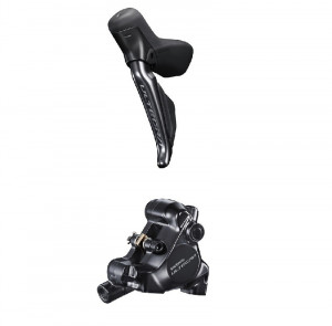 FRANA PE DISC SET ASAMBLAT SHIMANO J-KIT ULTEGRA ST-R8170(L) BR-R8170(F) HIDRAULICA PT. ROTOR 160MM PLACUTE RESIN (CU ARIPIOARE DE RACIRE) FURTUN SM-BH90 1000MM NEGRU AMBALAT IND.