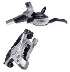 FRANA PE DISC SHIMANO SET ASAMBLAT DEORE LX ST-M585(STANGA) BR-M585(FATA) CU ADAPTOR PT. STANDARD PLACUTE RESIN FARA ROTOR FURTUN SM-BH59 850MM OLIVA SI CONECTOR SUPLIMENTARE VRAC