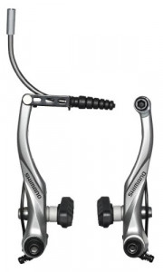 FRANA V-BRAKE SHIMANO ALIVIO BR-T4000 SPATE X-TYPE (SAIBA SUBTIRE IN EXTERIOR) SABOTI S65T SURUBURI 16.0MM TUBE 90D ARGINTIU AMBALAT IND.