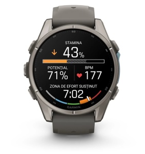 Garmin Fenix 9 - 43mm Titan cu curea din silicon Pebble Gray - Img 3