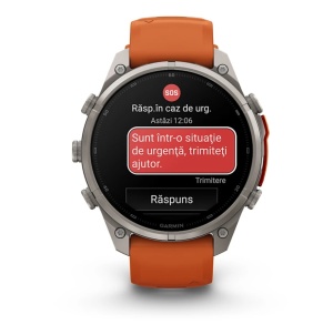 Garmin Fenix 9 Pro - inReach, 47mm Titan cu curea din silicon Autumn Orange/Spark Orange - Img 9