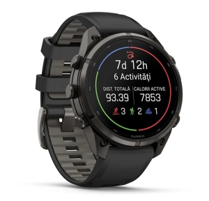 Garmin Fenix 9 Pro - inReach, 47mm Titan DLC Carbon Gray cu curea din silicon Black/Pebble Gray - Img 3