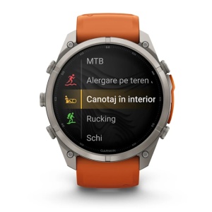Garmin Fenix 9 Pro - inReach, 51mm Titan cu curea din silicon Autumn Orange/Spark Orange - Img 4