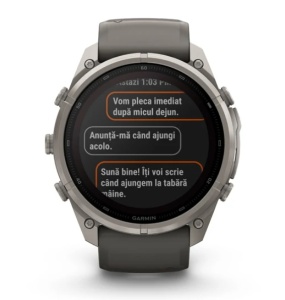 Garmin Fenix 9 Pro - inReach, Solar, 51mm Titan Pebble Gray cu curea din silicon Silver Gray - Img 5