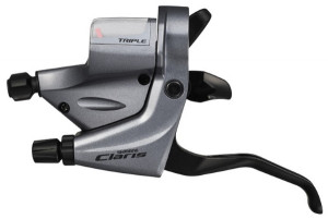 MANETA SCHIMBATOR/FRANA SHIMANO CLARIS ST-R243 3 VIT. CABLU 1800MM PT. SOSEA PT. FRANA MECANICA PE DISC/CALPER/CANTI AMBALAT IND.