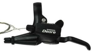 MANETA SCHIMBATOR/FRANA SHIMANO DEORE ST-M530-L STANGA 3 VIT. CABLU DE SCHIMBATOR 1800MM 2 DEGETE PT. V-BRAKE OGD NEGRU VRAC