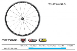 ROATA SHIMANO DURA ACE WH-R9100-C40-CL FATA 16H JANTA CARBON CLINCHER CU BANDA OLD 100MM AMBALAT IND.