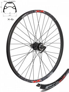 Roata spate CROSSER X6 36H 27.5" Caseta, QR - Frana disc (6 suruburi) cu butuc JYD762 | capsata