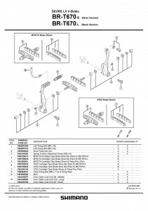 SABOTI DE FRANA SHIMANO BR-T670L S70C REZERVE 1 PER.