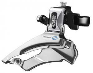 SCHIMBATOR FATA SHIMANO ALTUS FD-M313 TRIPLU PT. 7/8 VIT. PE SPATE DOWN SWING TRAGERE DUBLA COLIER 34.9M (CU ADAPTOR 31.8 & 28.6MM) PT. 42/48T UNGHI CS 63-66 AMBALAT IND.