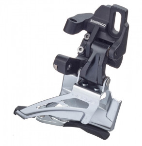 SCHIMBATOR FATA SHIMANO DEORE FD-M618-D DUBLU PT. 10 VIT. PE SPATE DIRECT MOUNT DOWN SWING TRAGERE DE SUS UNGHI CS 66-69 NEGRU AMBALAT IND.