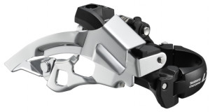 SCHIMBATOR FATA SHIMANO DEORE LX FD-T670 TRIPLU PT. 10 VIT. PE SPATE TOP SWING TRAGERE DUBLA COLIER 34.9MM (INCL. ADAPTOR 28.6MM & 31.8MM) CS ANGLE 63-66 PT. 44/48T NEGRU AMBALAT IND.