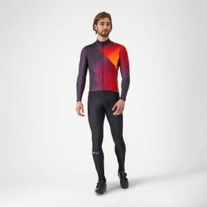 Tricou cu maneca lunga Castelli Amplify Thermal Mov/Rosu/Galben M - Img 2