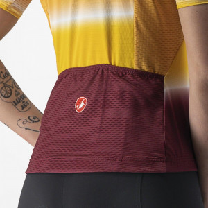 Tricou cu maneca scurta Castelli Dolce, de dama, Galben/Visiniu, M - Img 3