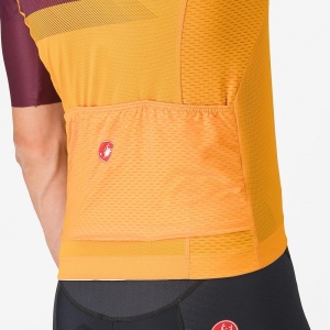 Tricou cu maneca scurta Castelli Simbolo, pentru barbati, portocaliu aprins/visiniu inchis, XS - Img 6